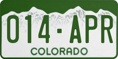 CO license plate 014APR