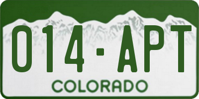 CO license plate 014APT