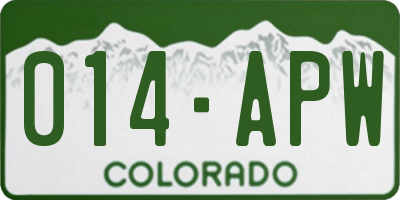 CO license plate 014APW