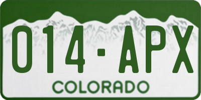 CO license plate 014APX