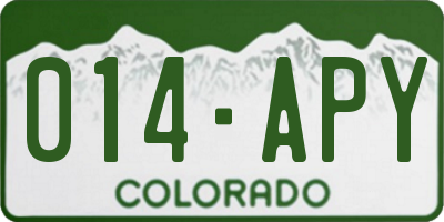CO license plate 014APY