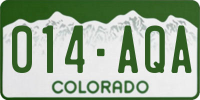 CO license plate 014AQA