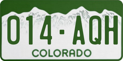 CO license plate 014AQH