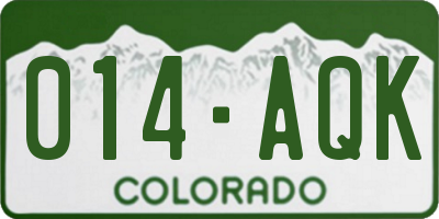 CO license plate 014AQK