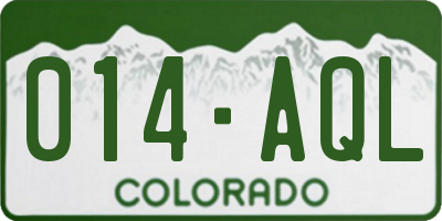 CO license plate 014AQL