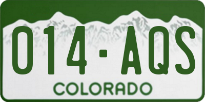CO license plate 014AQS