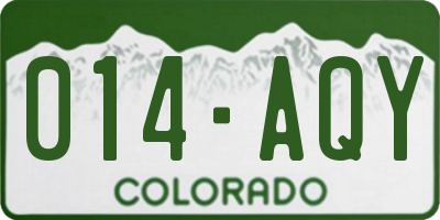 CO license plate 014AQY