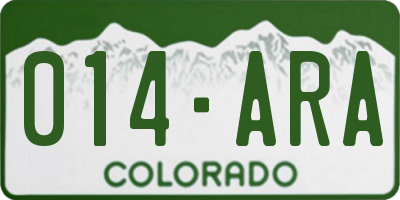 CO license plate 014ARA