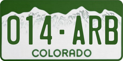CO license plate 014ARB