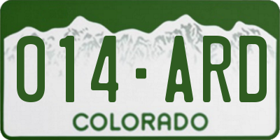 CO license plate 014ARD