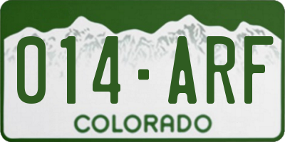 CO license plate 014ARF