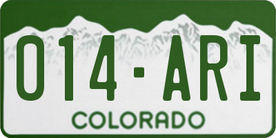 CO license plate 014ARI