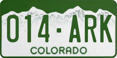 CO license plate 014ARK