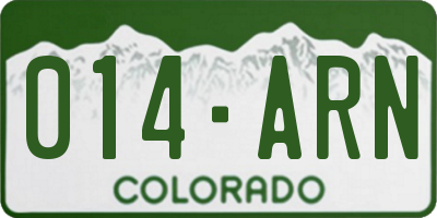 CO license plate 014ARN