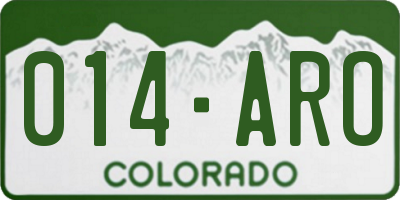 CO license plate 014ARO