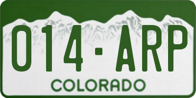 CO license plate 014ARP
