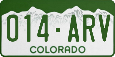 CO license plate 014ARV