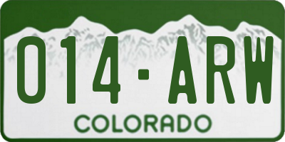CO license plate 014ARW