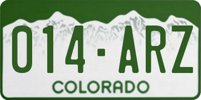 CO license plate 014ARZ