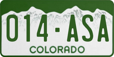 CO license plate 014ASA