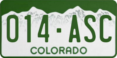 CO license plate 014ASC
