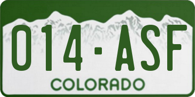 CO license plate 014ASF