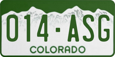 CO license plate 014ASG