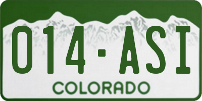 CO license plate 014ASI
