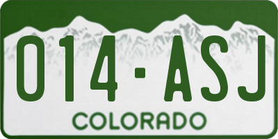 CO license plate 014ASJ