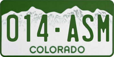 CO license plate 014ASM