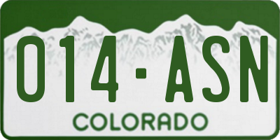 CO license plate 014ASN