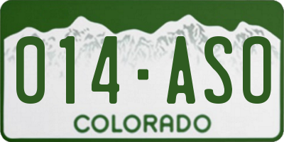CO license plate 014ASO