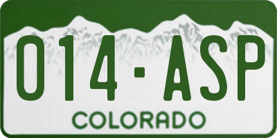 CO license plate 014ASP