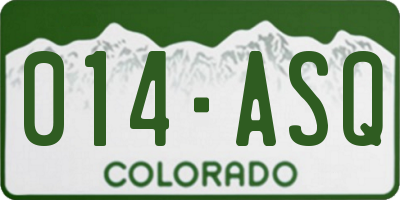 CO license plate 014ASQ