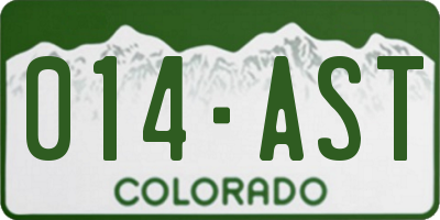 CO license plate 014AST