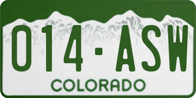 CO license plate 014ASW