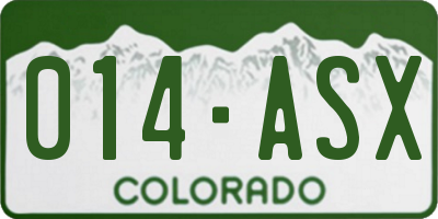 CO license plate 014ASX