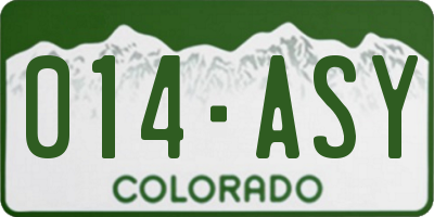 CO license plate 014ASY