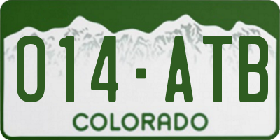 CO license plate 014ATB