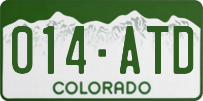 CO license plate 014ATD