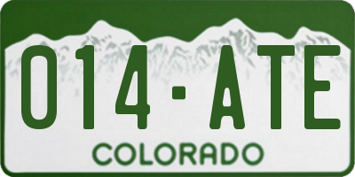 CO license plate 014ATE