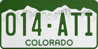 CO license plate 014ATI
