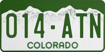 CO license plate 014ATN