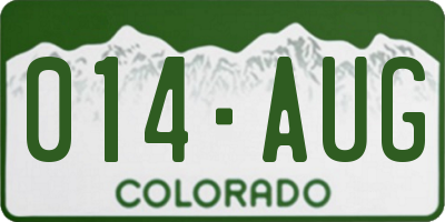 CO license plate 014AUG