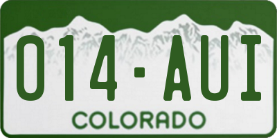 CO license plate 014AUI