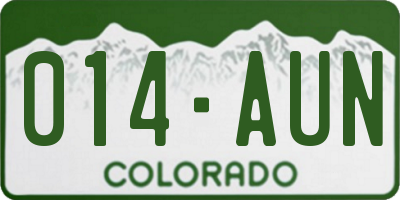 CO license plate 014AUN