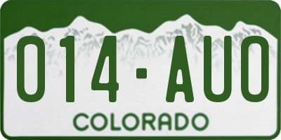 CO license plate 014AUO