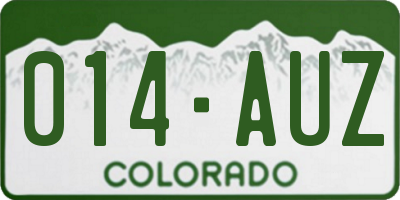 CO license plate 014AUZ
