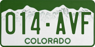 CO license plate 014AVF