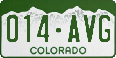 CO license plate 014AVG